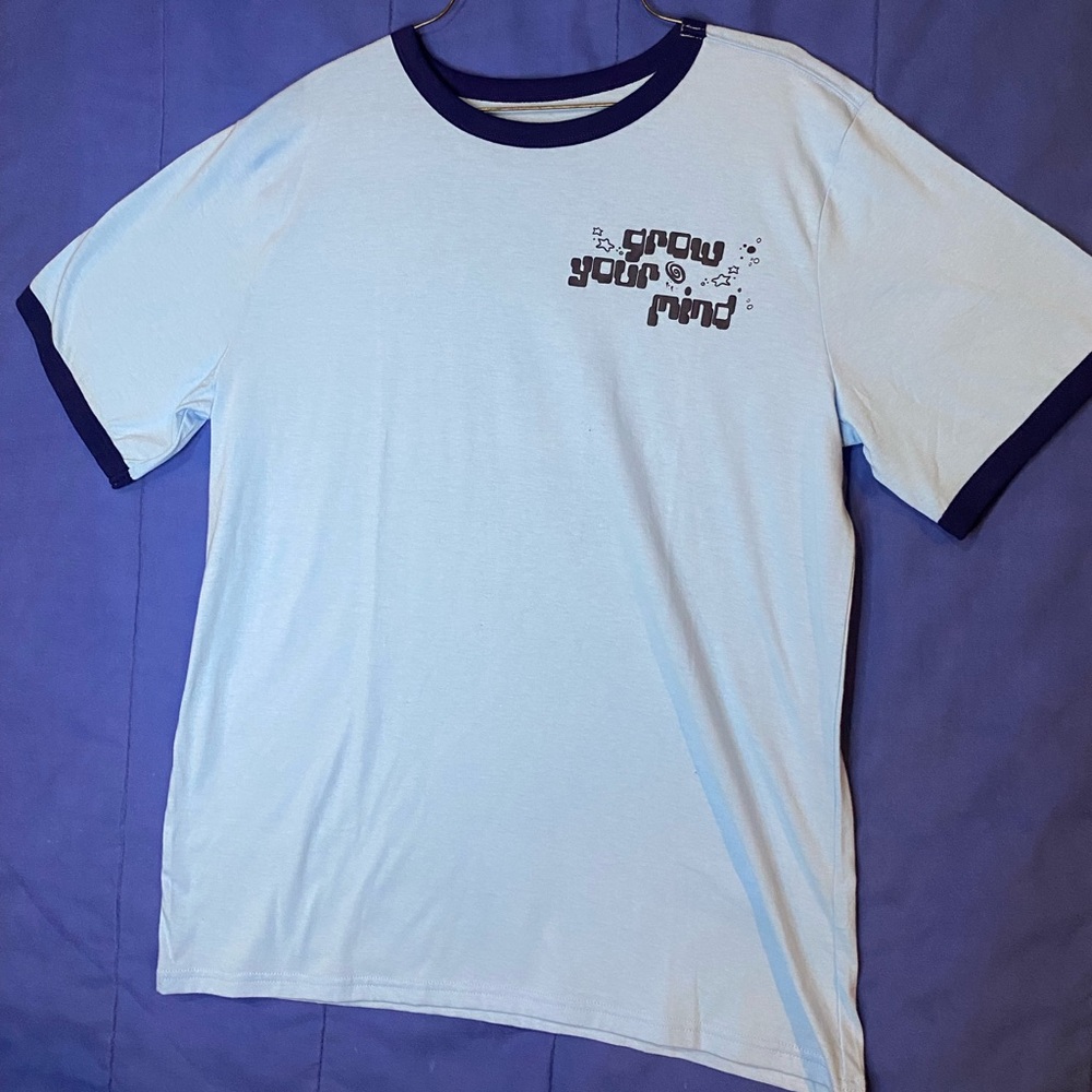 Grow Your Mind Light Blue Ringer Tee - Kids